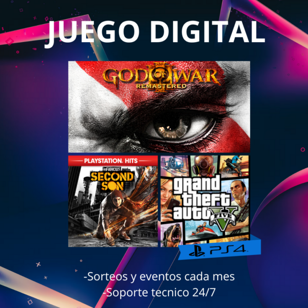 GTA V, GOW III REMASTED , INFAMUS SECOND (3 en 1 por MES)