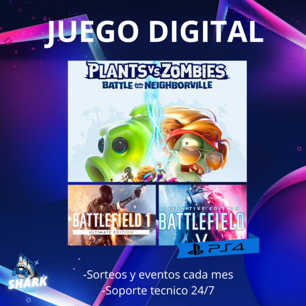 Battlefield 1,Battlefield V y PVZ BTFNE (3 en 1 por MES)